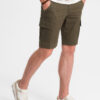 Ombre One-color men's shorts with cargo pockets - dark olive