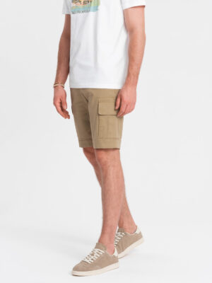 Ombre One color men's shorts with cargo pockets - sand Ombre One color men's shorts with cargo pockets - sand