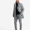 Ombre Patterned single-breasted men's coat with pockets - grey