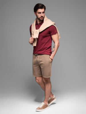 Ombre RELAXED FIT men's athleisure style short sweat shorts - light brown Ombre RELAXED FIT men's athleisure style short sweat shorts - light brown