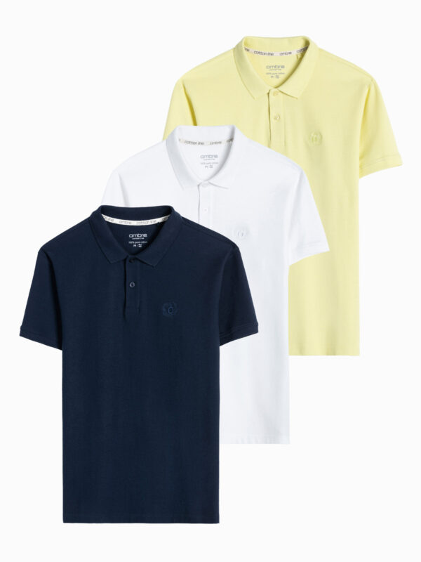 Ombre Set of men's pique knit polo shirts 3-pack