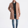 Ombre Single-breasted men's long coat with collar and bolster - brown