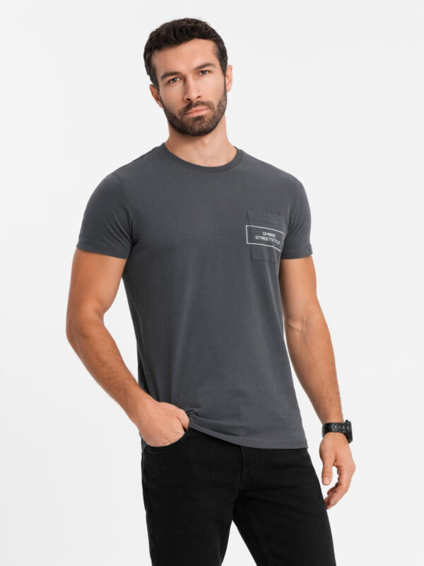 Ombre Streetstyle men's cotton pocket print t-shirt - black