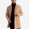 Ombre Structured fitted coat for men with high collar - light brown