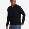 Ombre Structured men's polo longsleeve with patch - black