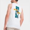 Ombre Summer Vibe printed men's cotton tank top - white