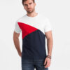 Ombre Tri-color men's cotton t-shirt - white and navy blue
