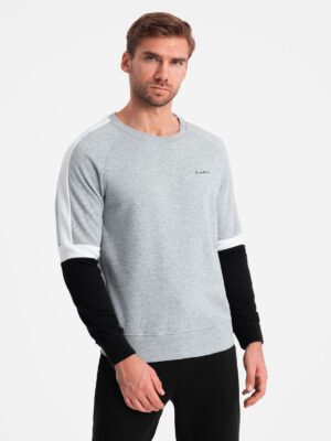 Ombre Tri-color men's sweatshirt with raglan sleeves - gray Ombre Tri-color men's sweatshirt with raglan sleeves - gray