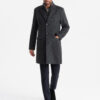 Ombre Unbuttoned men's wool blend coat - graphite