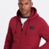 Ombre Unzipped men's sweatshirt with hood and patch - red
