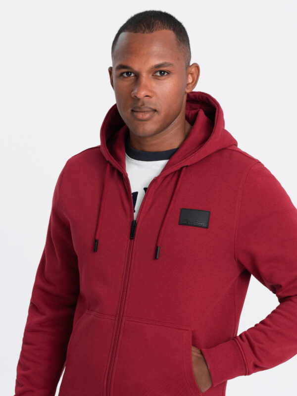 Ombre Unzipped men's sweatshirt with hood and patch - red Ombre Unzipped men's sweatshirt with hood and patch - red
