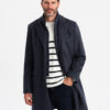 Ombre Unzipped men's wool coat - navy blue