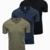 Ombre V-neck BASIC men's cotton t-shirt set - black/ navy/dark olive