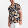 Ombre Viscose patterned men's short sleeve shirt - leaves