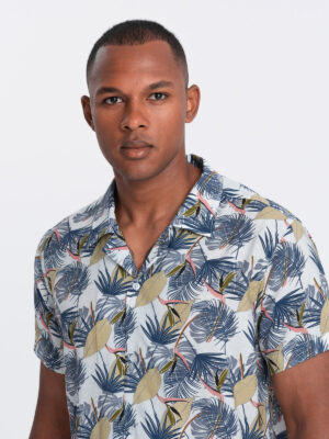 Ombre Viscose patterned men's short sleeve shirt - palm trees Ombre Viscose patterned men's short sleeve shirt - palm trees