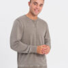Ombre Washed men's sweatshirt with decorative stitching at the neckline - beige
