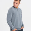 Ombre Washed men's sweatshirt with decorative stitching at the neckline - light blue