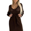 Openwork sweater dress with neckline and tie Numoco