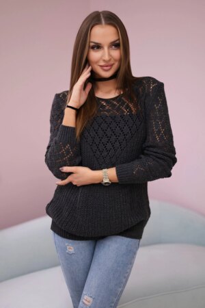 Openwork sweater made of graphite