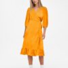 Orange Ladies Satin Wrap Midishats ONLY Olivia - Women