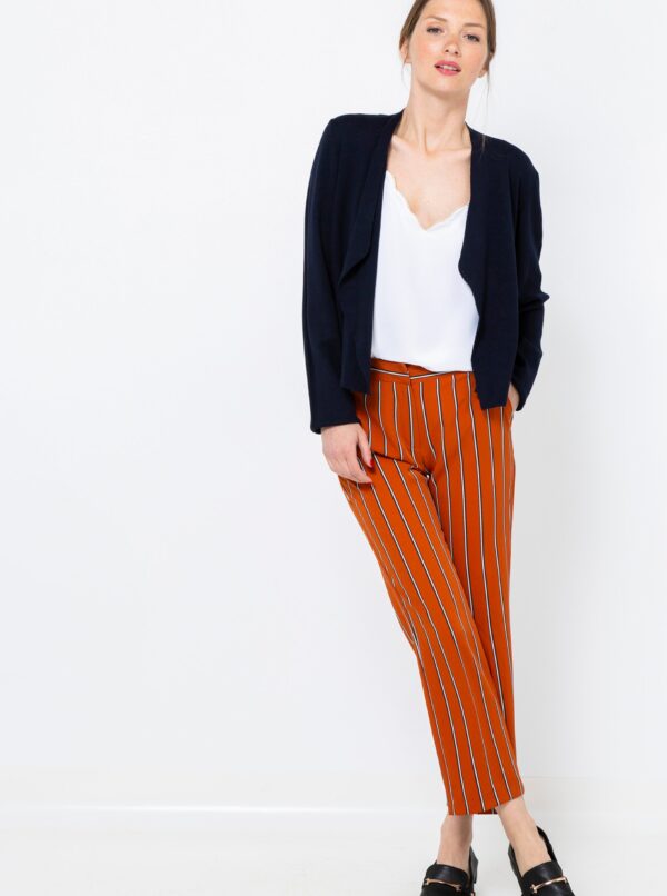 Orange Shortened Striped Trousers CAMAIEU - Women