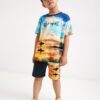 Orange and blue boys patterned T-Shirt Desigual Melon - Boys