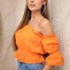 Orange blouse over the shoulder