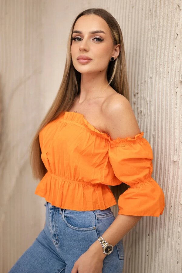 Orange blouse over the shoulder
