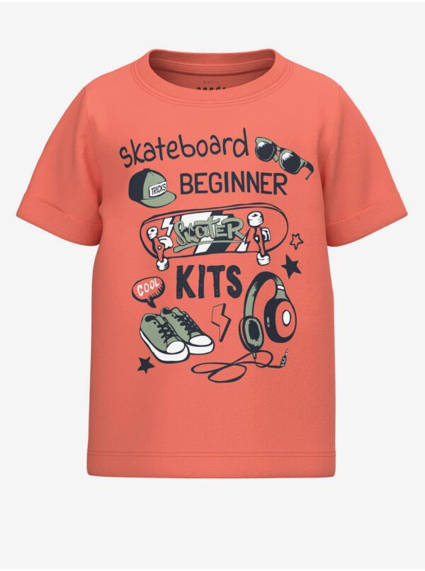 Orange boys' t-shirt with name it Vux print - Boys