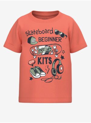 Orange boys' t-shirt with name it Vux print - Boys