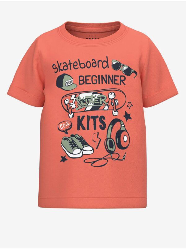 Orange boys' t-shirt with name it Vux print - Boys