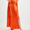 Orange ladies satin maxi skirt VILA Ella - Ladies