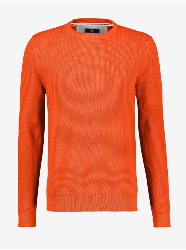 Orange men's ribbed basic sweater LERROS - Men