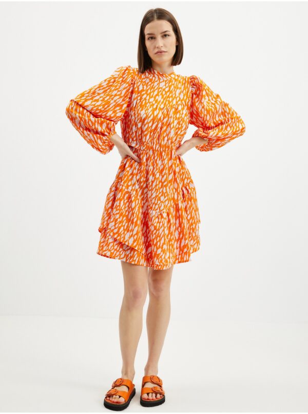 Orange patterned dress VERO MODA Daisy - Women