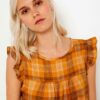Orange plaid blouse CAMAIEU - Ladies