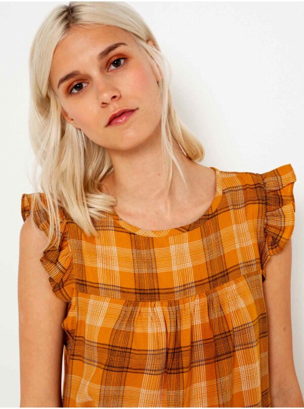 Orange plaid blouse CAMAIEU - Ladies