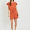 Orange short overall with tie VILA Isabel - Ladies