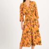 Orange women's floral culottes jumpsuit Blutsgeschwister - Women
