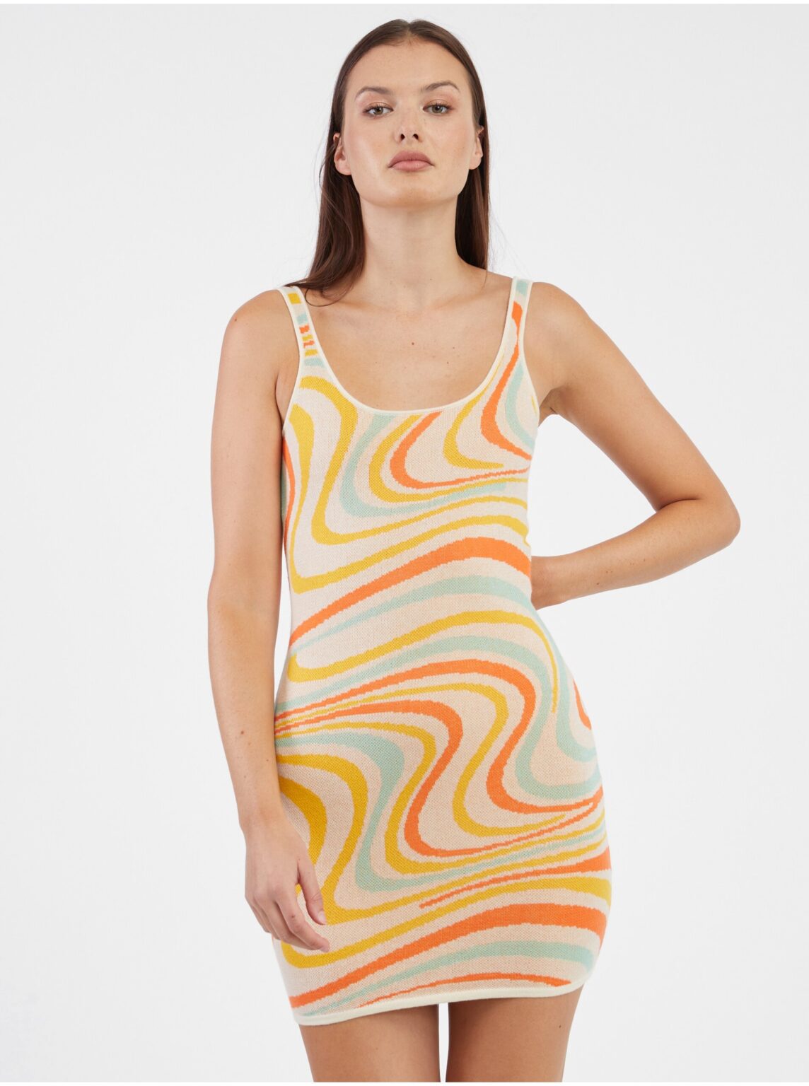 Orange women's patterned sheath dress Noisy May Alana - Women's