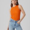 Orange women's ribbed basic tank top AWARE by VERO MODA Lavender - Women's