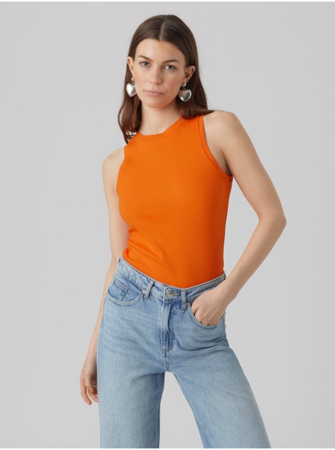 Orange women's ribbed basic tank top AWARE by VERO MODA Lavender - Women's