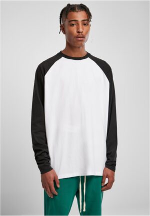 Organic Oversized Raglan Long Sleeves White/Black