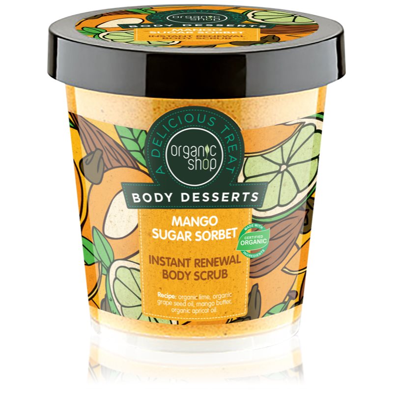 Organic Shop Body Desserts Mango Sugar Sorbet frissítő cukor peeling testre 450 ml-Ár
