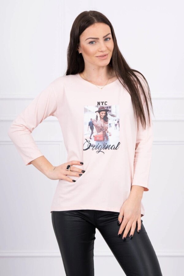 Original print blouse powder pink