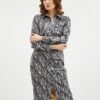Orsay Beige-Black Lady's Patterned Suede Shirt Dress ORSA - Ladies