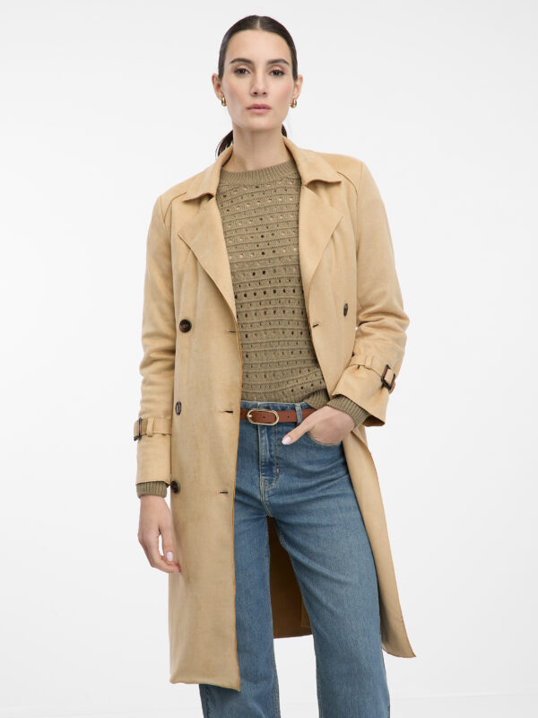 Orsay Beige Ladies Suede Trench Coat - Women