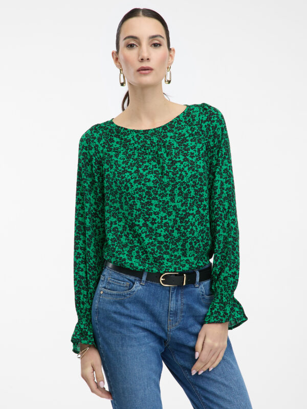 Orsay Black-Green Ladies Flowered Blouse - Women