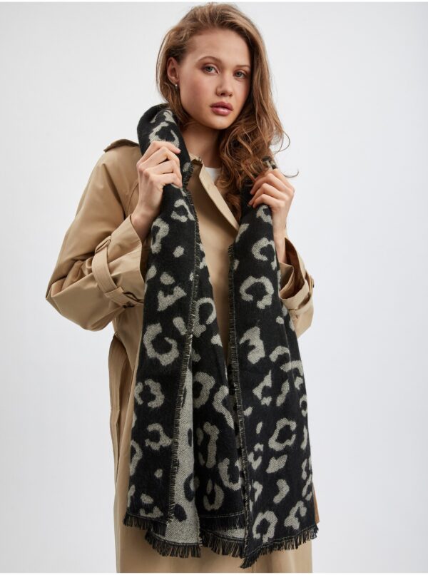 Orsay Black Ladies Patterned Scarf - Women