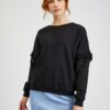 Orsay Black Ladies Sweater with Decorative Sleeves - Women