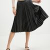 Orsay Black Leatherette Pleated Skirt - Women